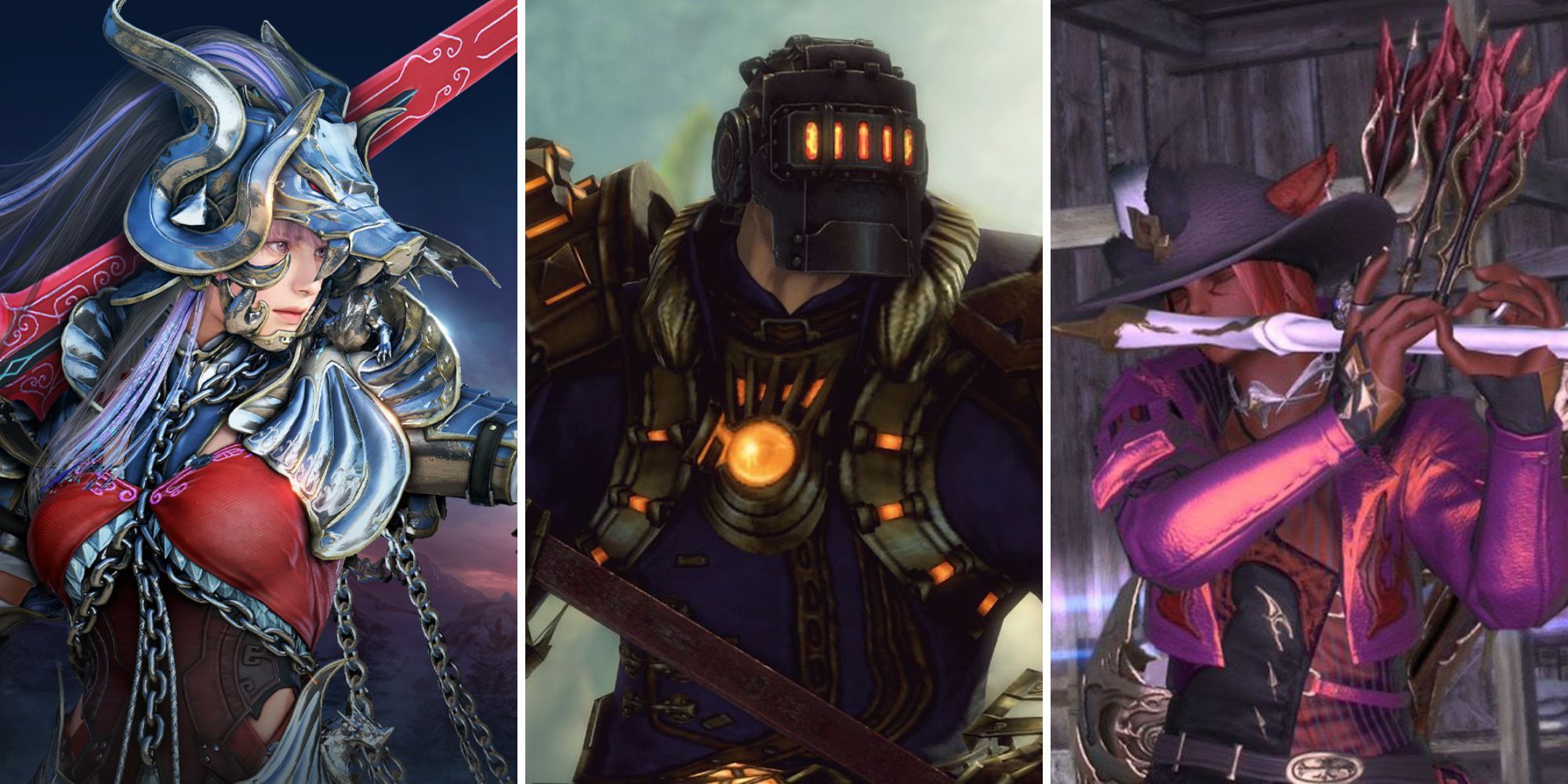 A grid showing three images from the games Black desert Online, Guild Wars 2, and Final Fantasy 14: A Realm Reborn