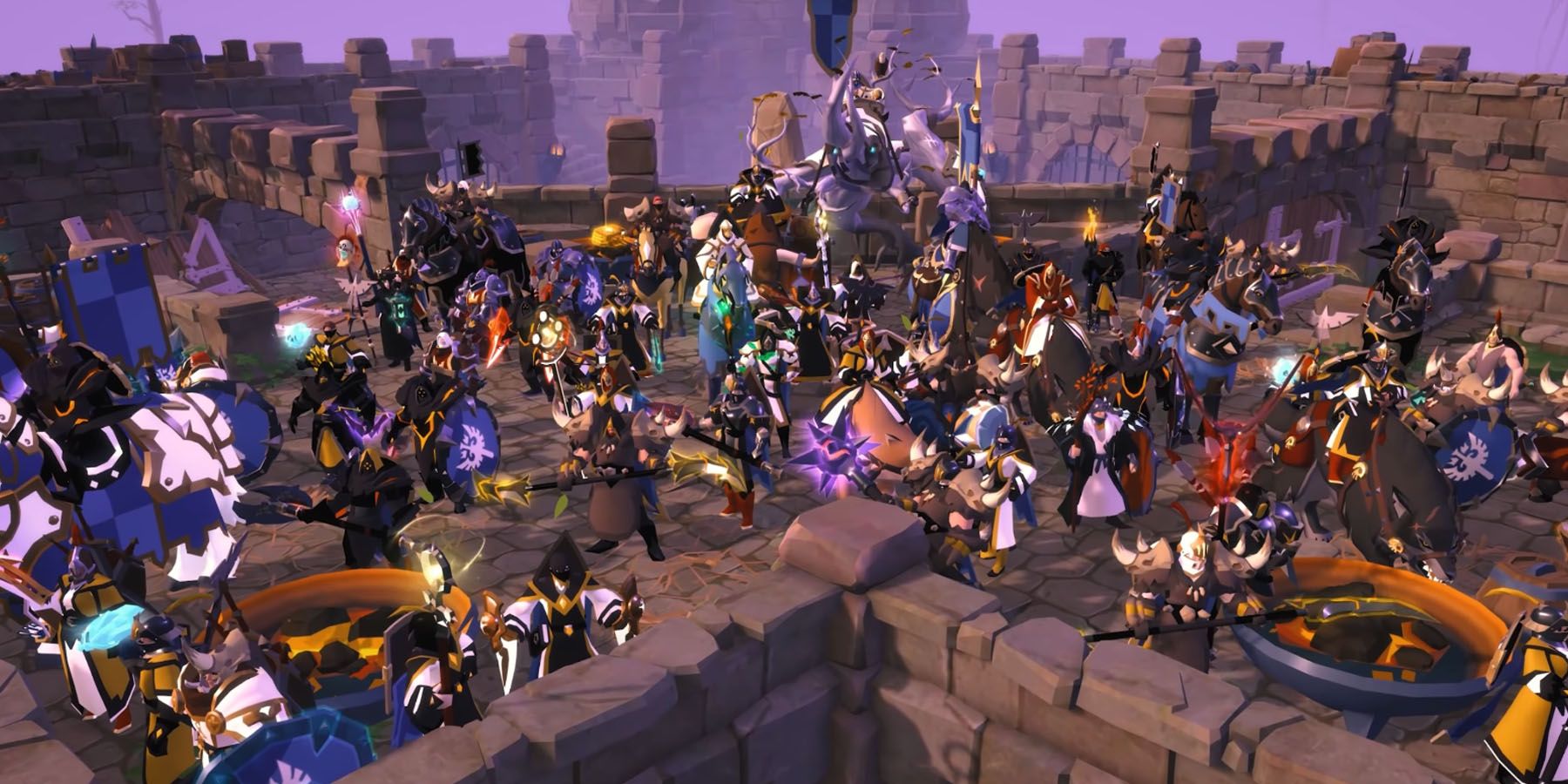 A gathering of players with good equipment in Albion Online