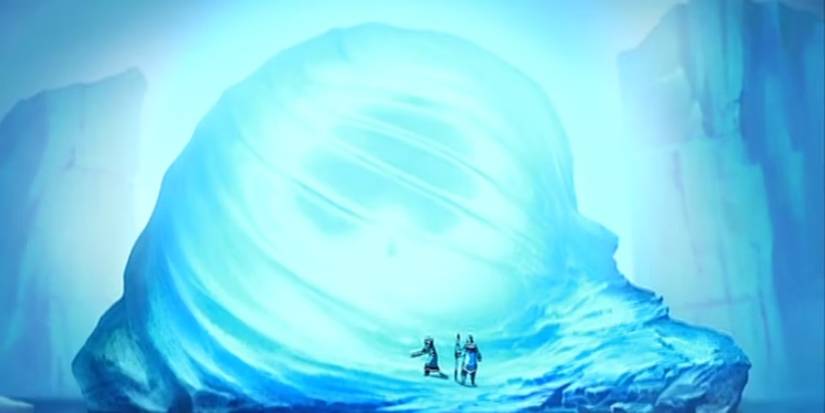 Aang stuck in the ice