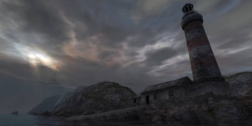 Dear Esther, Light House In An Island In A Cloudy Day