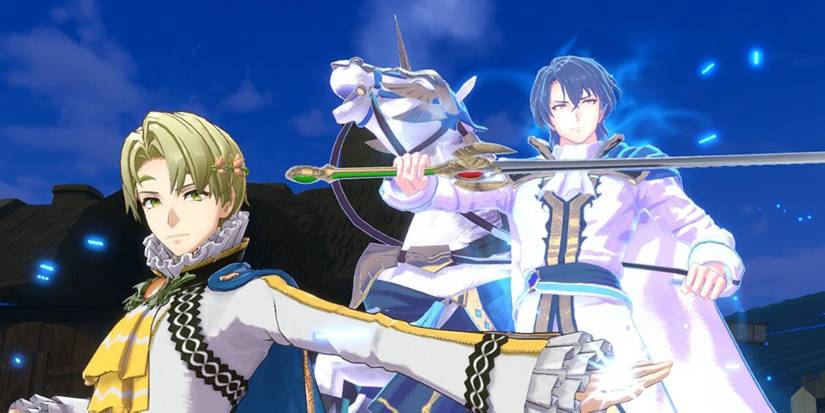 Alfred posing with Emblem Sigurd in Engage