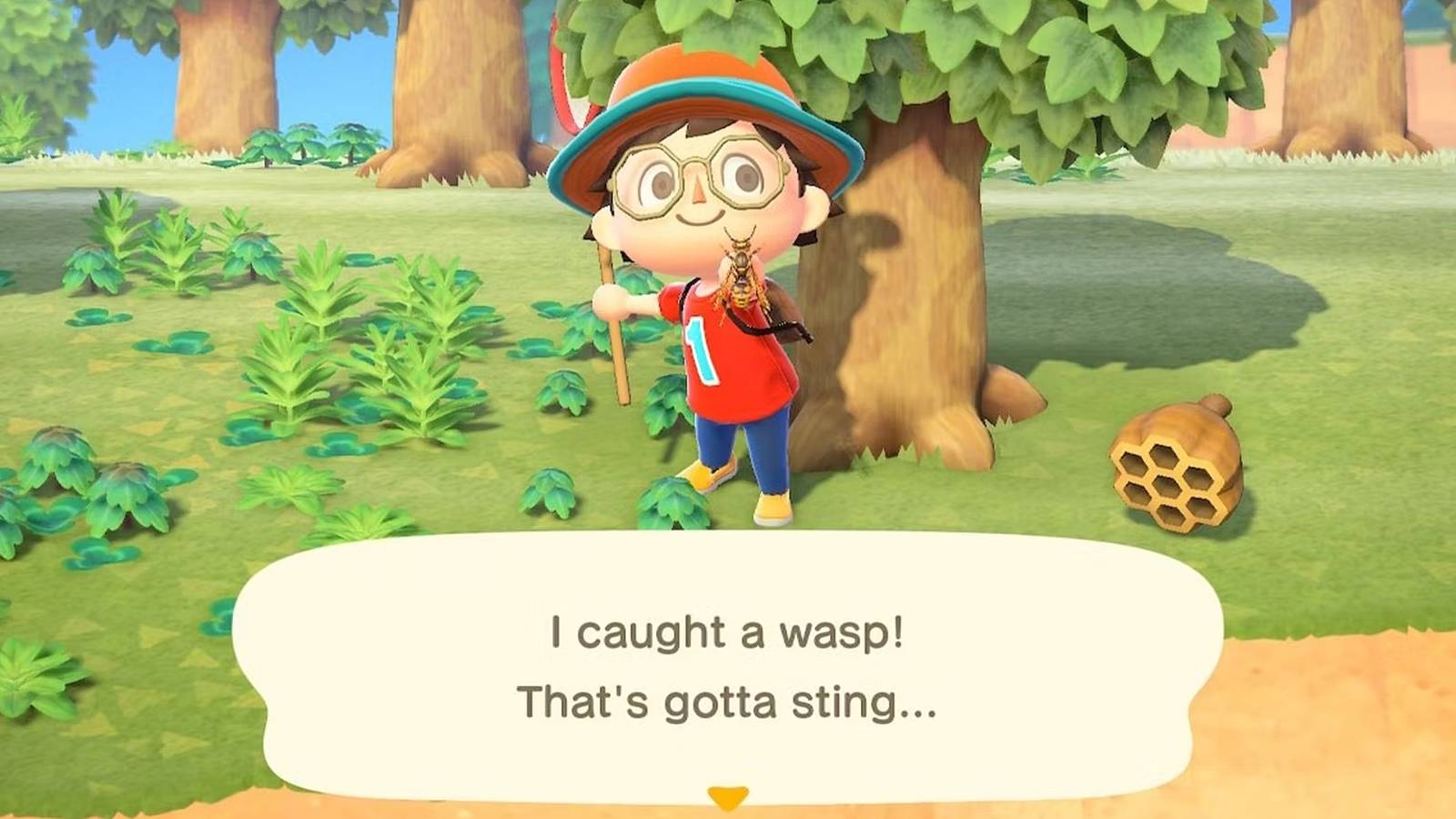 animal crossing new horizons player wasp nest