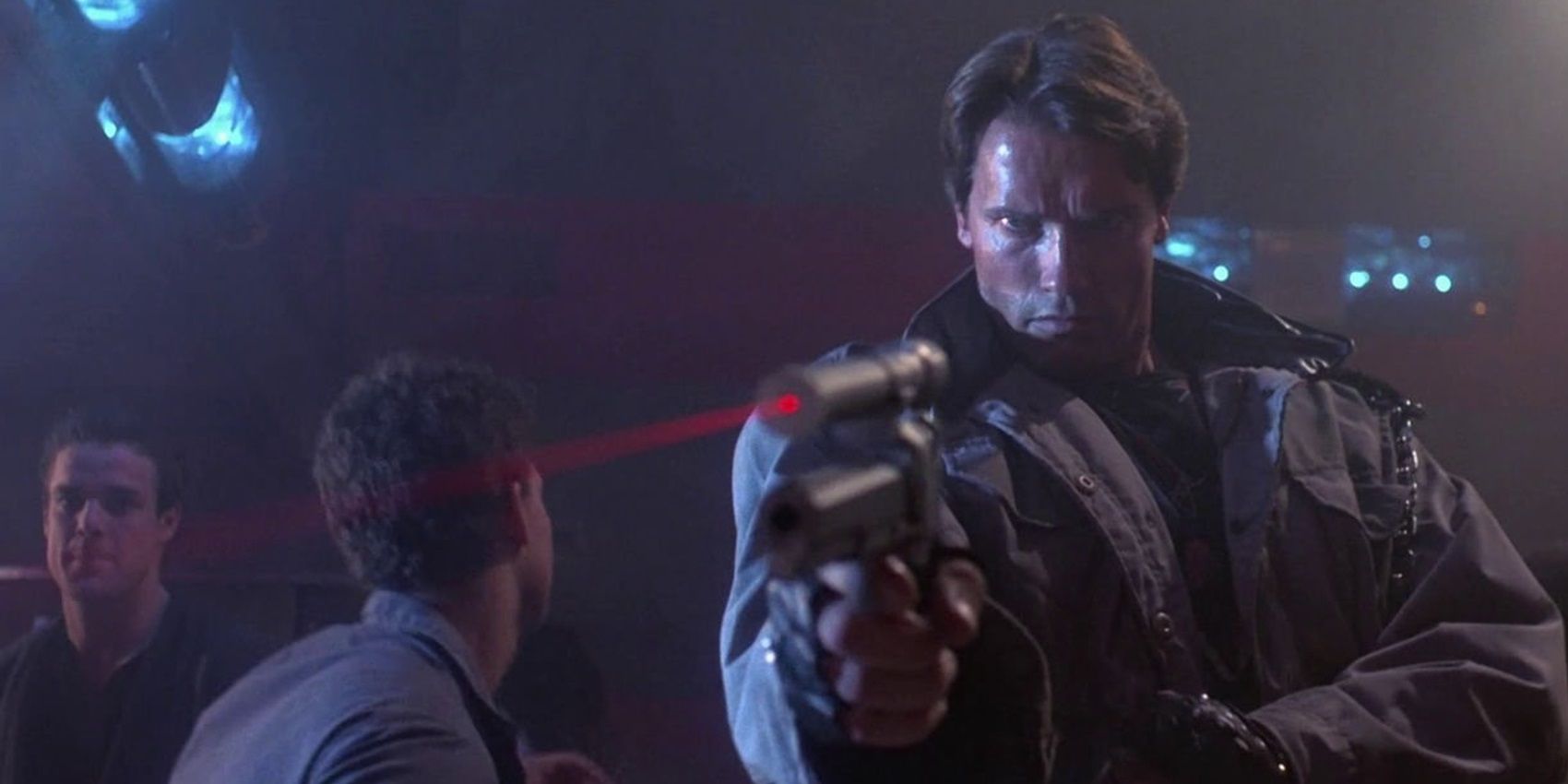Arnold Schwarzenegger with a pistol in The Terminator