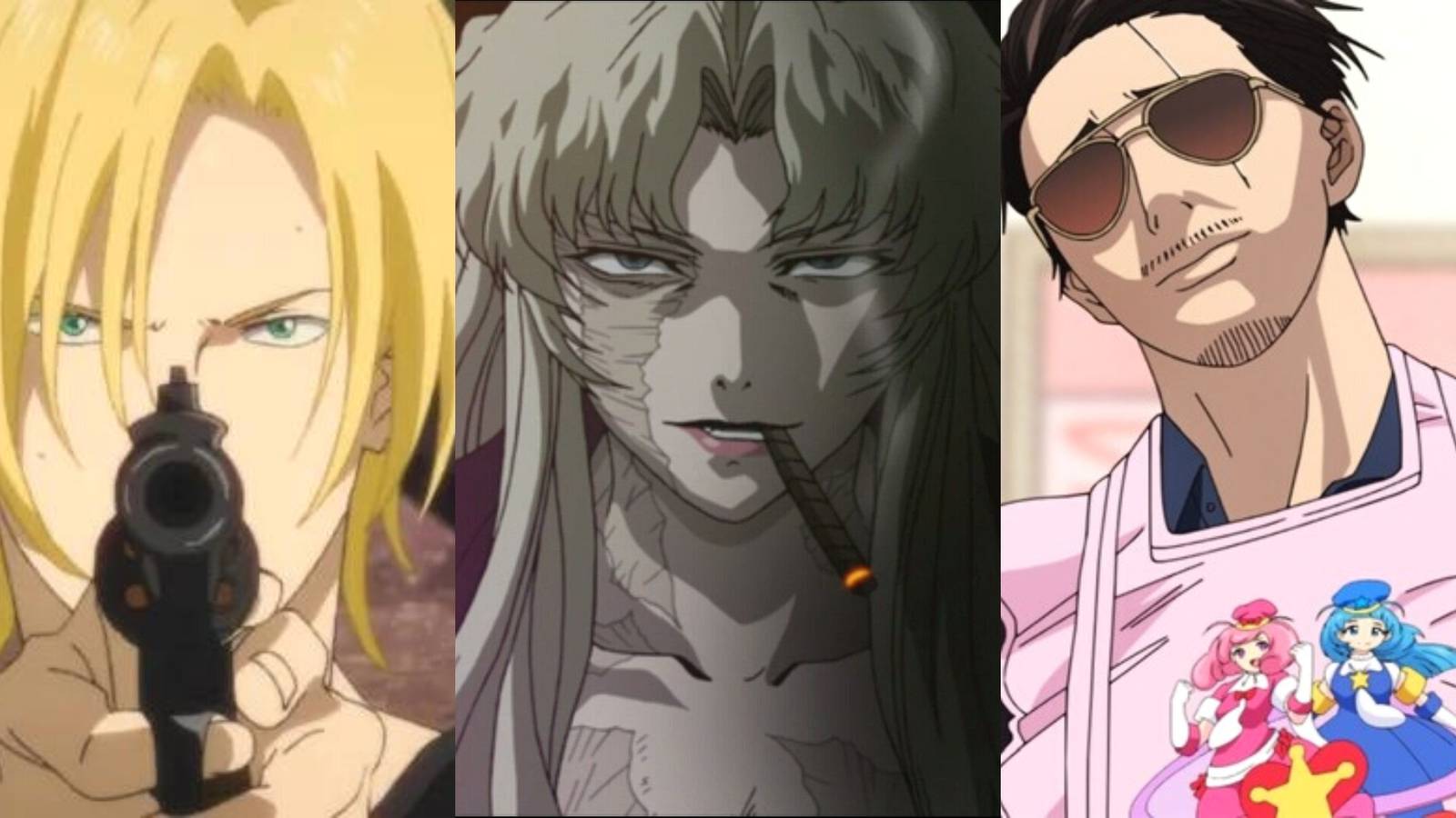 Ash Lynx in Banana Fish, Balalaika in Black Lagoon, Tatsu in The Way Of The Househusband