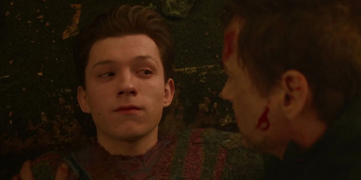 Spider-Man before dying with Iron Man in Avengers: Infinity War