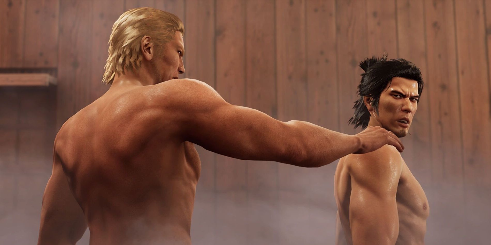 The Bathhouse Fight in Like a Dragon: Ishin