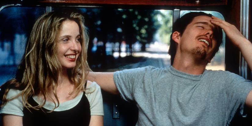 Ethan Hawke and Julie Delpy in Before Sunrise (1995).