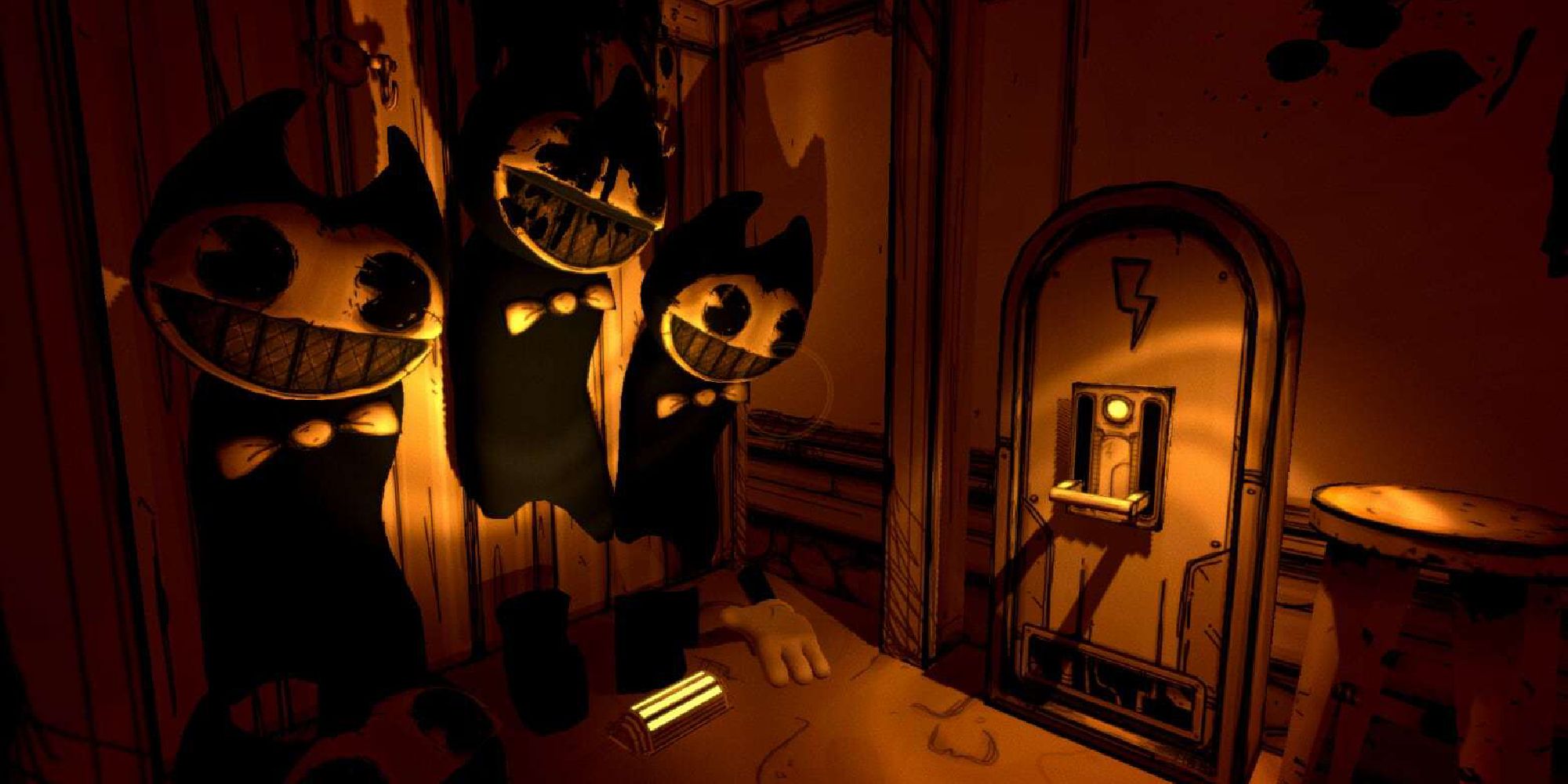 A scenery image of Bendy and the Ink Machine, showcasing their unique art style.