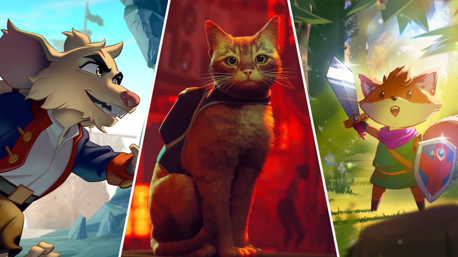 best animal games featured image tunic, stray, curse of the sea rats