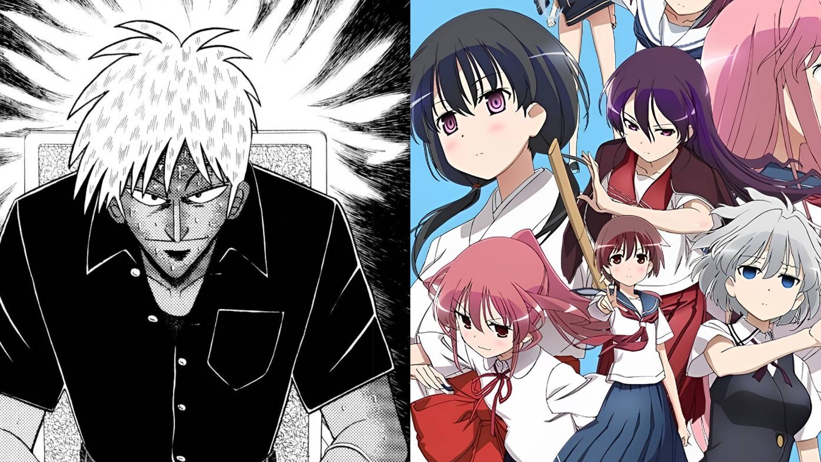 The main characters from Akagi and Saki 