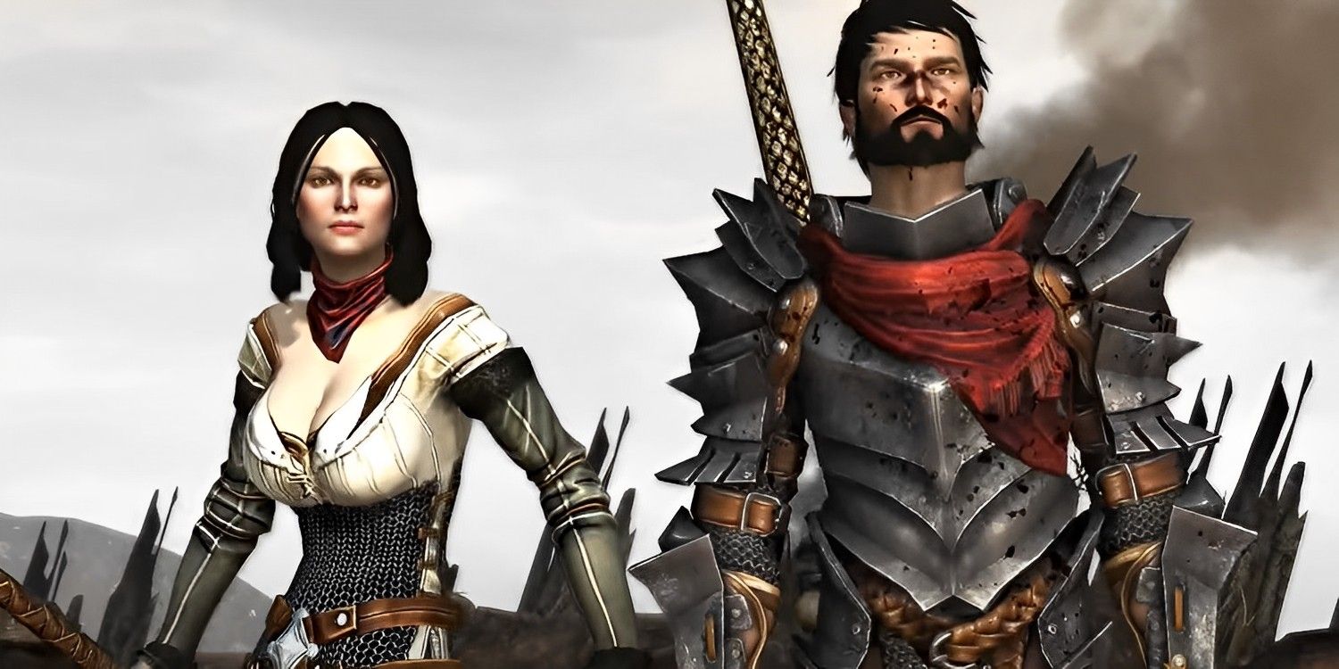 Bethany Hawke standing beside male Hawke at the start of Dragon Age II