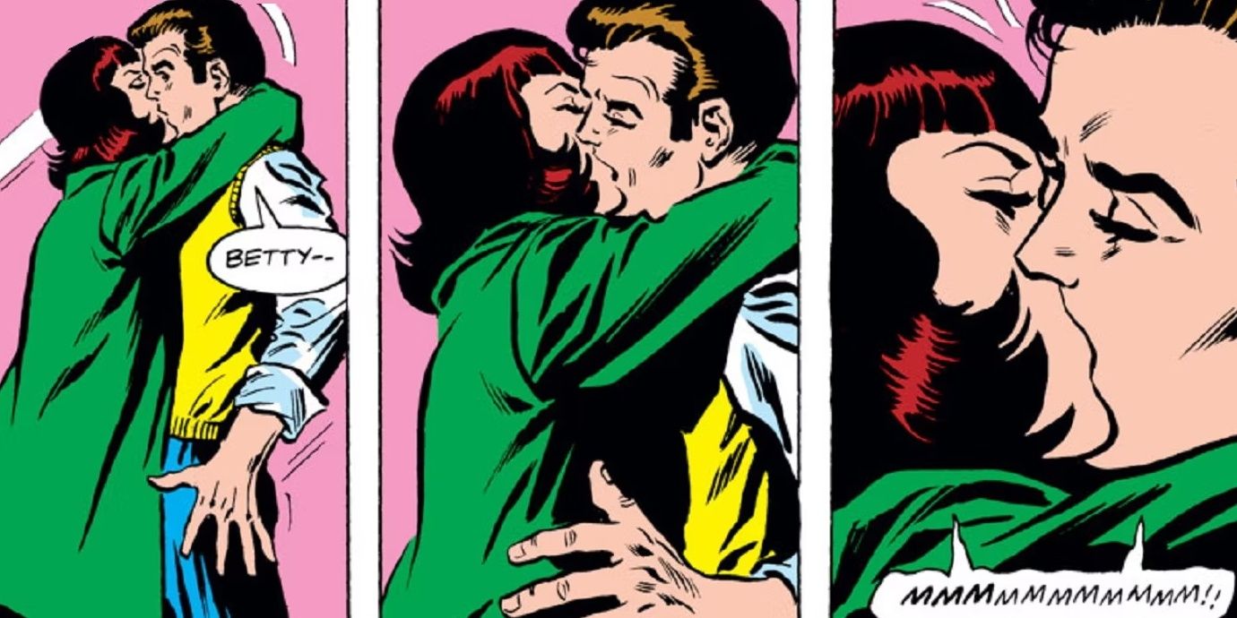 Betty Brant kisses Peter Parker