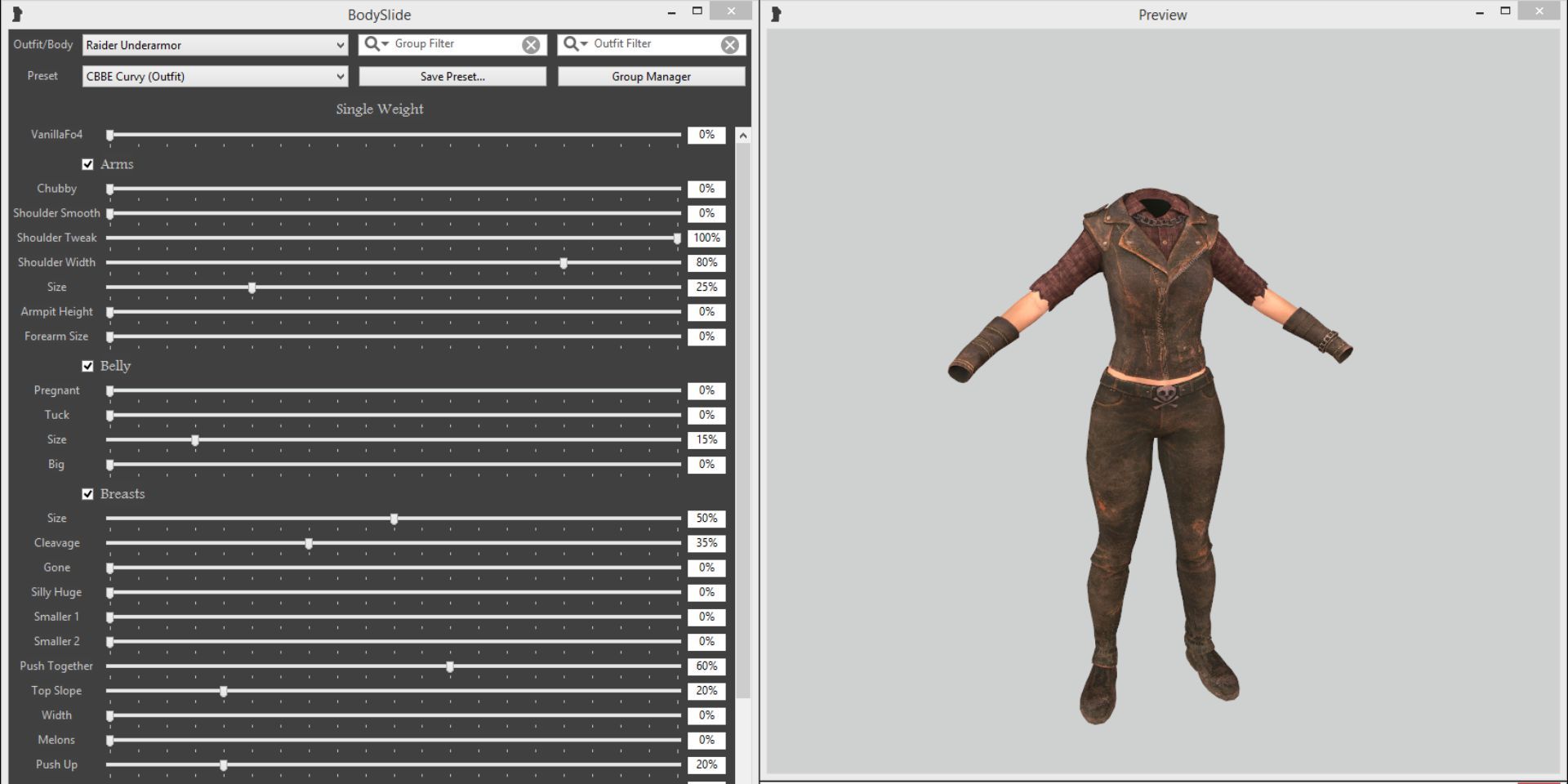 Outfits bodyslide. Bodyslide программа. Программы для модов Fallout 4. Студия Bodyslide и outfit. Fallout 4 мужское тело для Bodyslide.