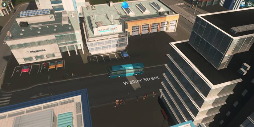 Cities: Skylines Bus Picking Up Passengers