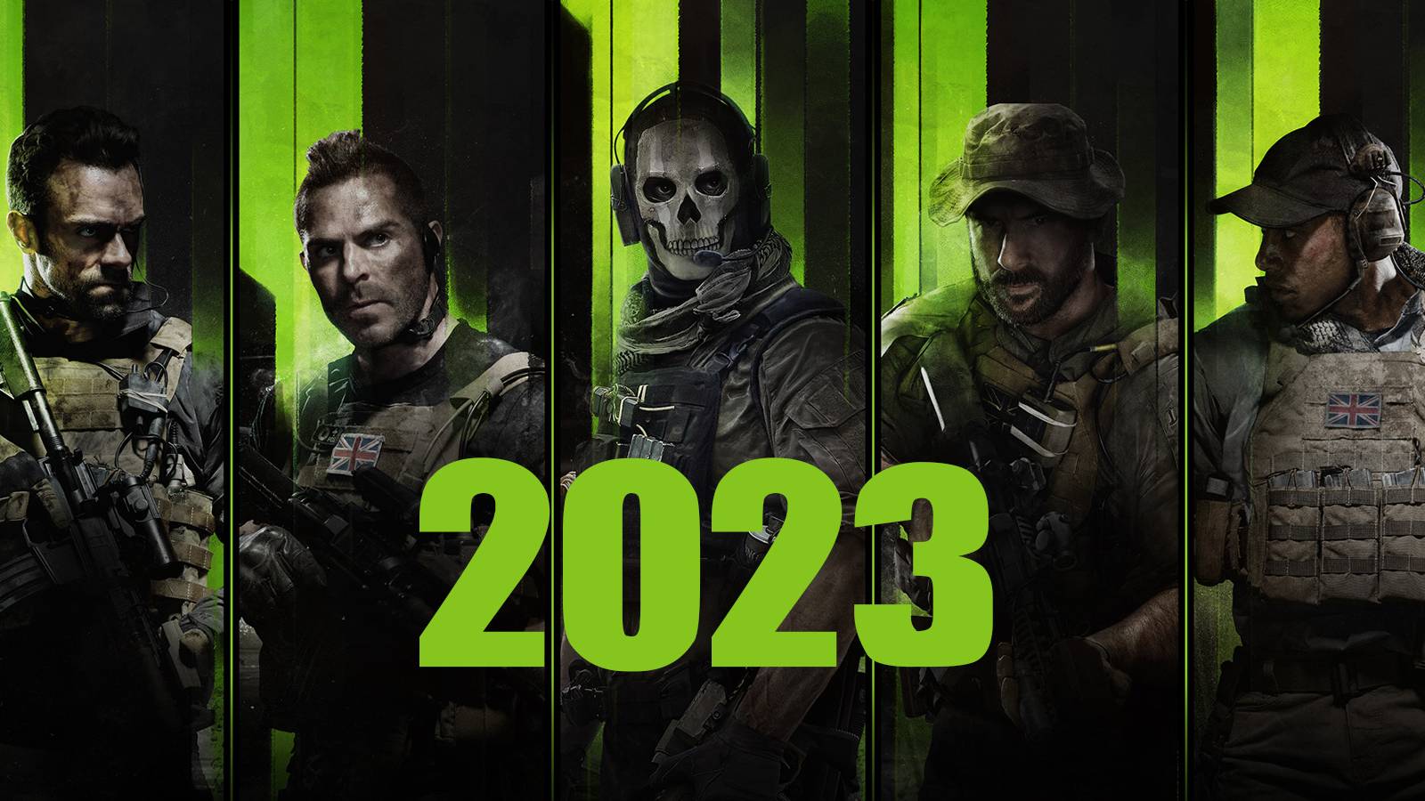 call of duty modern warfare 2 artwork showing game protagonists with the number 2023 superimposed across the bottom center