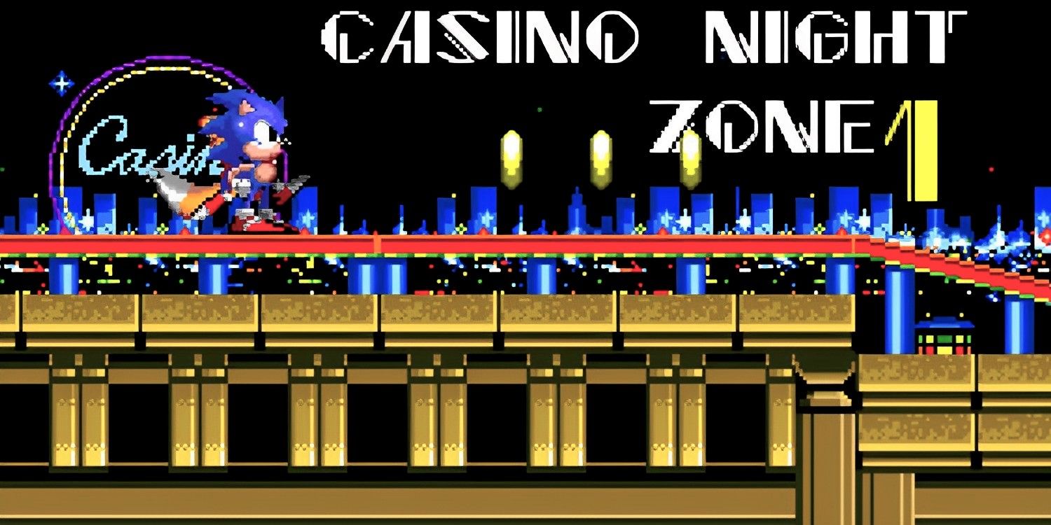 Sonic and Tails standing at the start of Casino Night Zone from Sonic 2