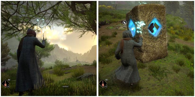 casting lumos to lure the fireflies to the moonstone pillar in hogwarts leagcy