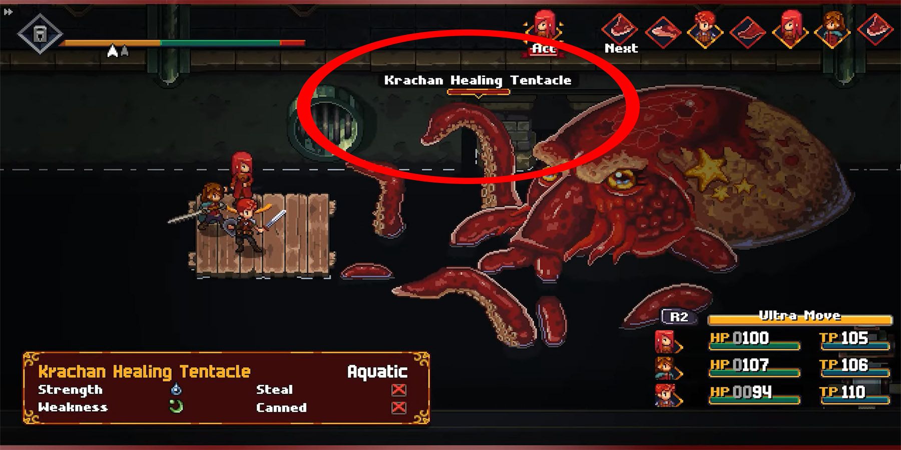 Image showing how to defeat Kraken in Chained Echoes.