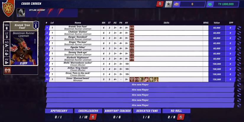Chaos Chosen Team in Blood Bowl 3