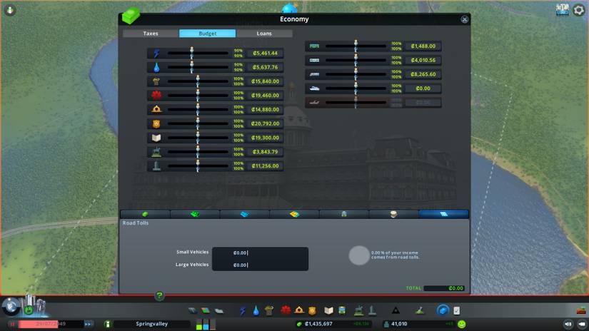 Cities Skylines Budget View