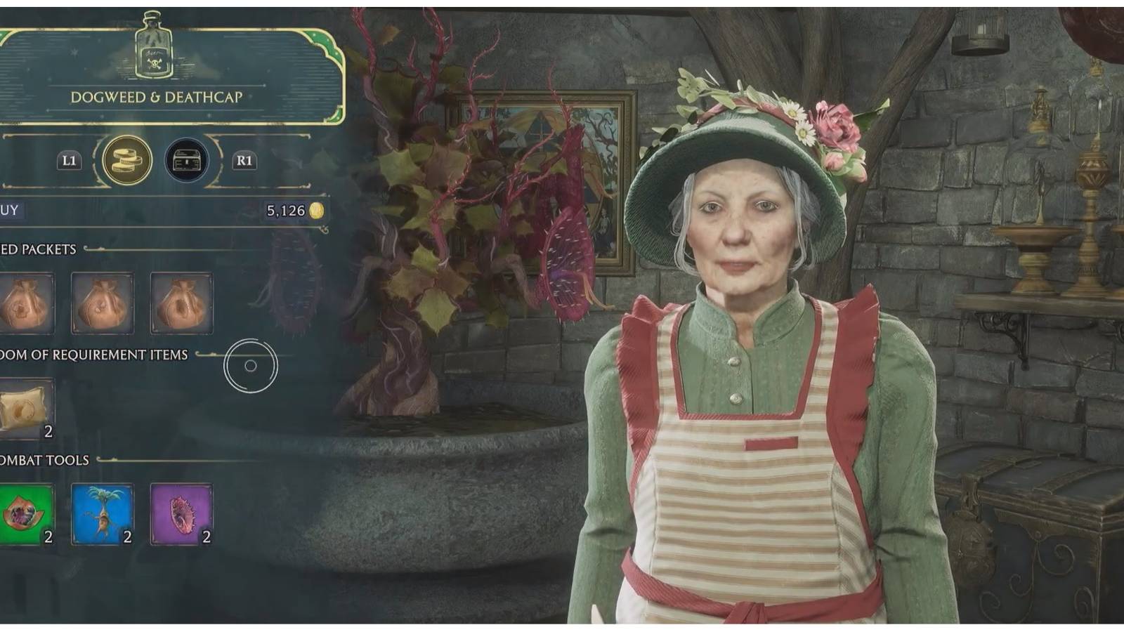 Beatrice Green at the Dogweed and Deathcap in Hogwarts Legacy