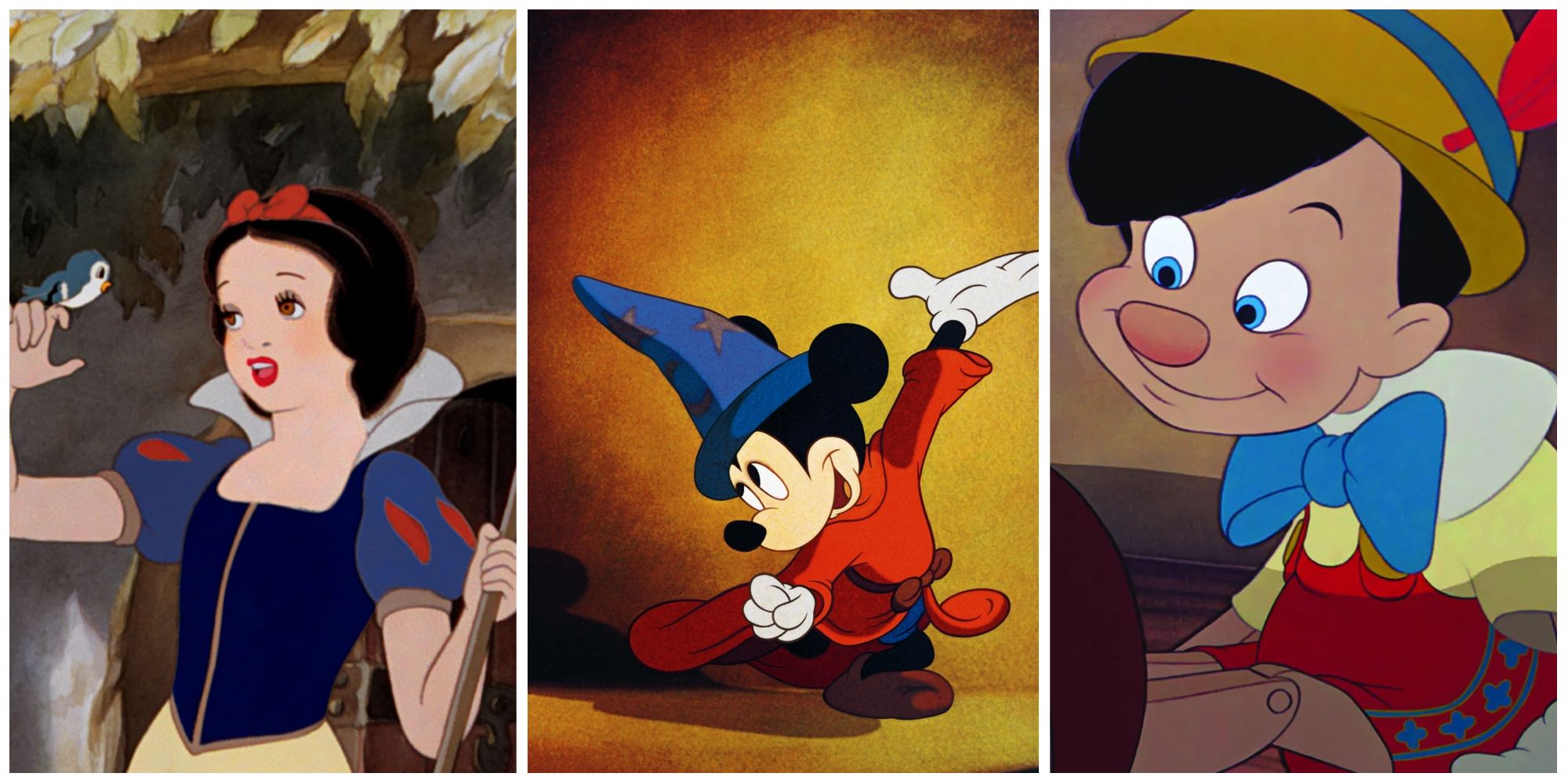 Snow White and the Seven Dwarfs, Fantasia, Pinocchio