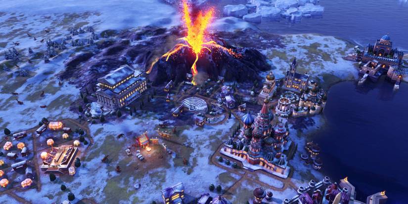 Erupting volcano in a player's empire