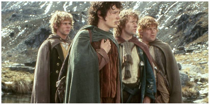 Dominic Monaghan as Merry. Elijah Wood as Frodo. Billy Boyd as Pippin. Sean Astin as Sam.