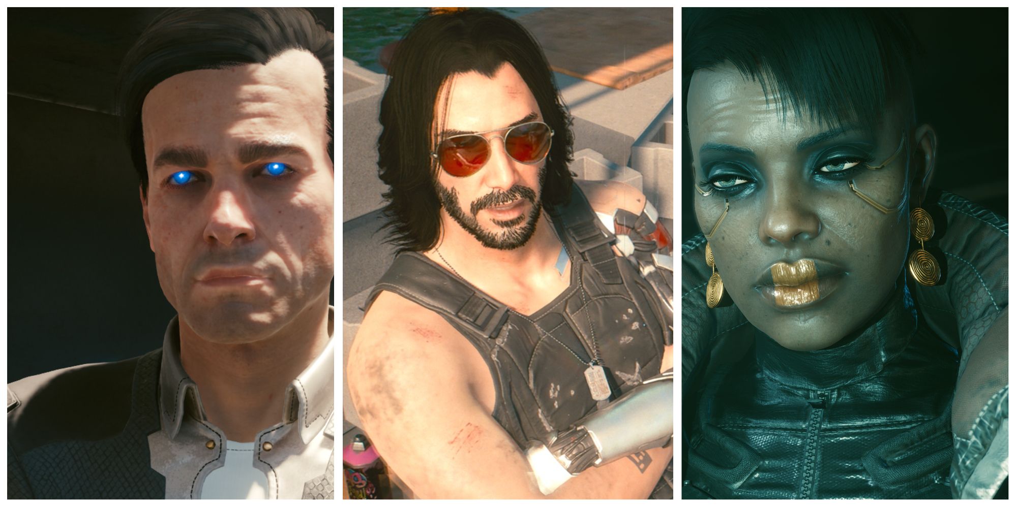 mr blue eyes, johnny silverhand and brigette from cyberpunk 2077