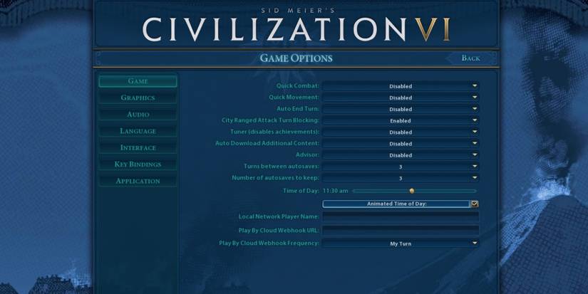 game options menu