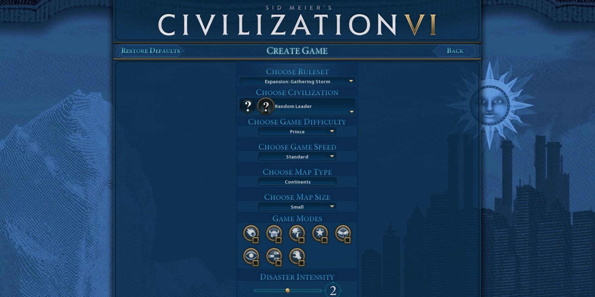 creating a new game in civ 6