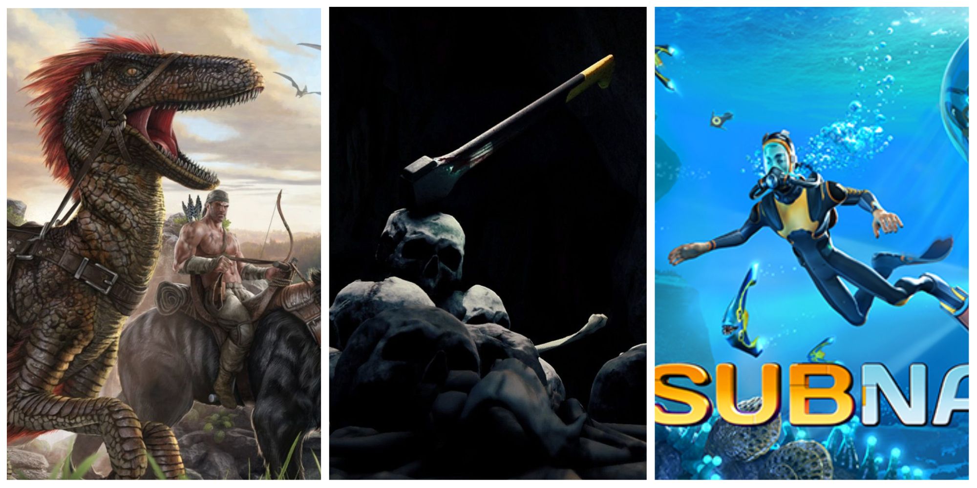 ark survival evolved, the forest, and subnautica
