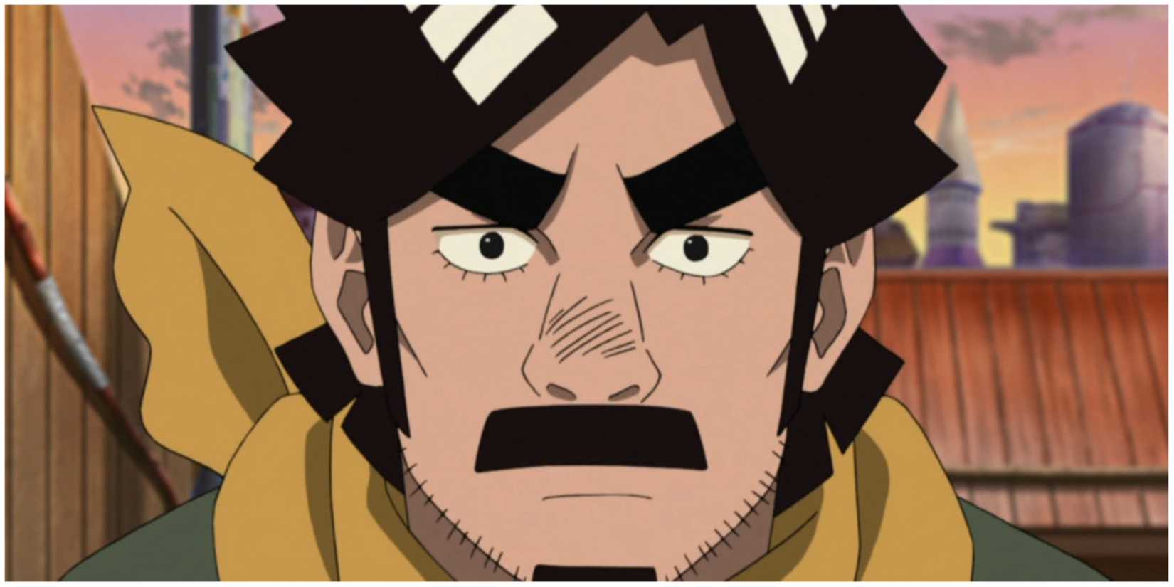 Might Duy speaks to his son in the Leaf Village in Naruto