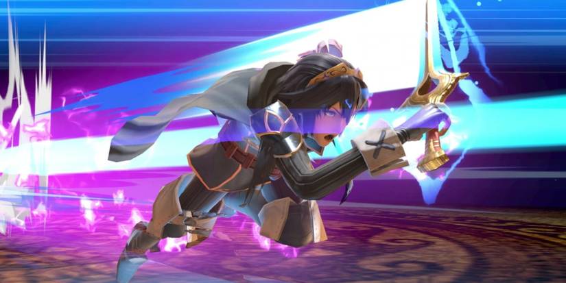 Lucina dashing forward with her Final Smash