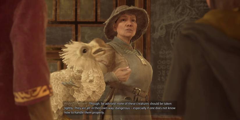 Professor Howin and a Diricawl in Hogwarts Legacy