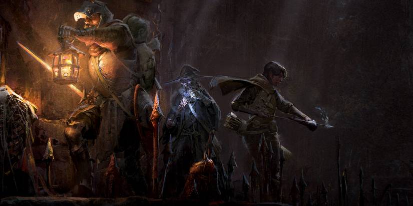 Dark and Darker - Loading Screen Artwork Of Party With Ranger Covering The Rear