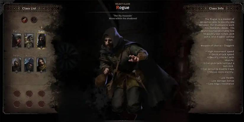 Dark and Darker - Rogue In Character Creation Screen