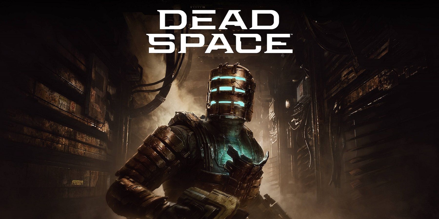 Image from the Dead Space remake showing Isaac Clarke under the game's logo.