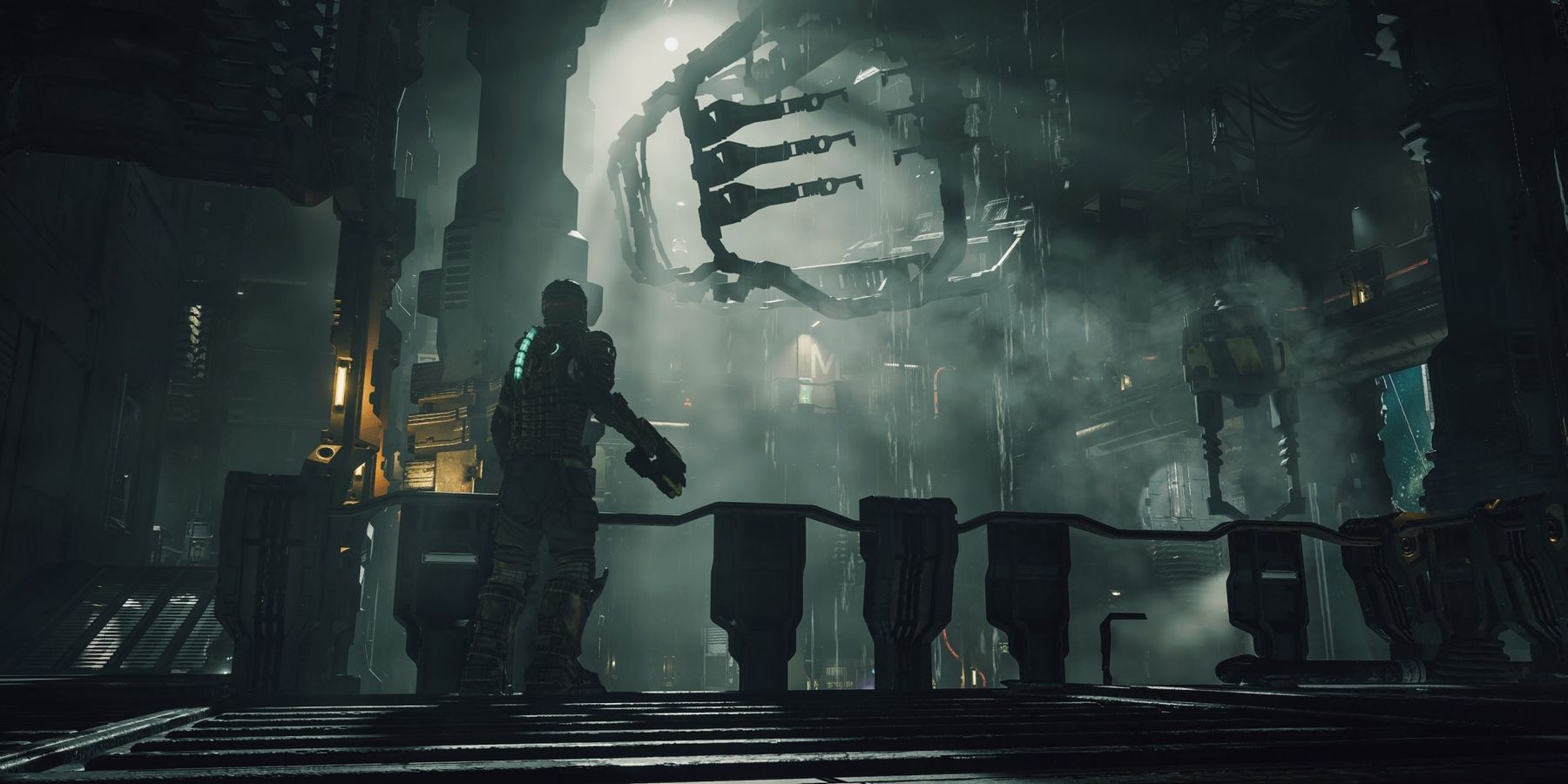 Screenshot of Isaac inside the USG Ishimura in the Dead Space remake