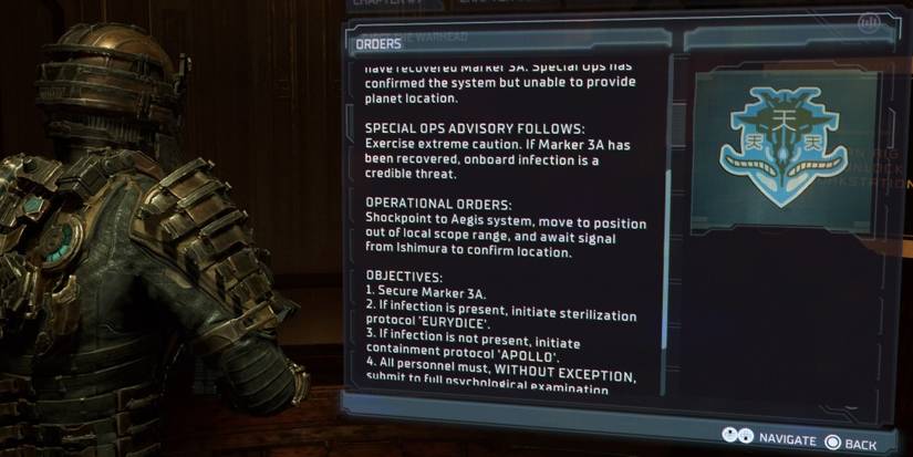 orders text log in dead space