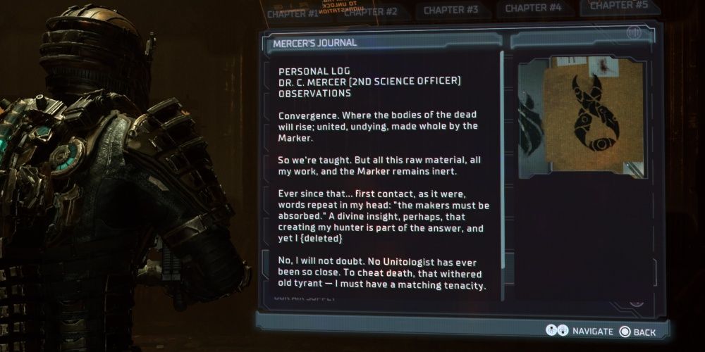 mercer's journal text log in dead space