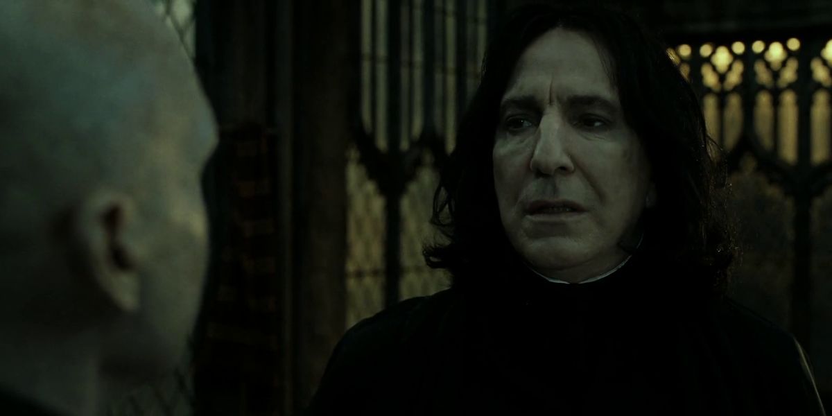 Severus Snape talking to Lord Voldemort in Harry Potter and the Deathly Hallows Part 2