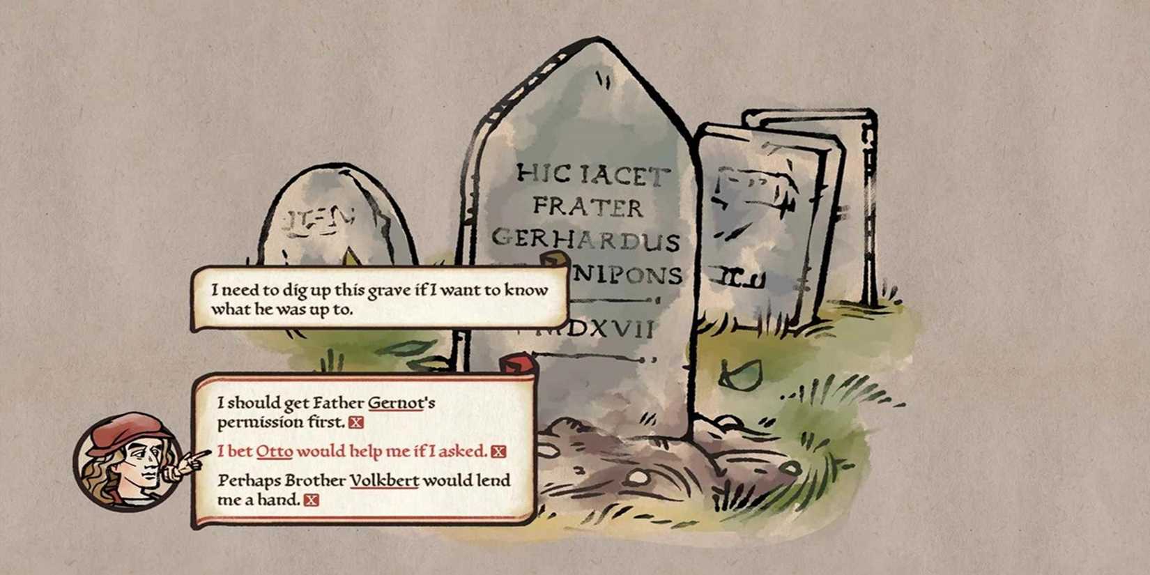 image showing a grave in pentiment. 