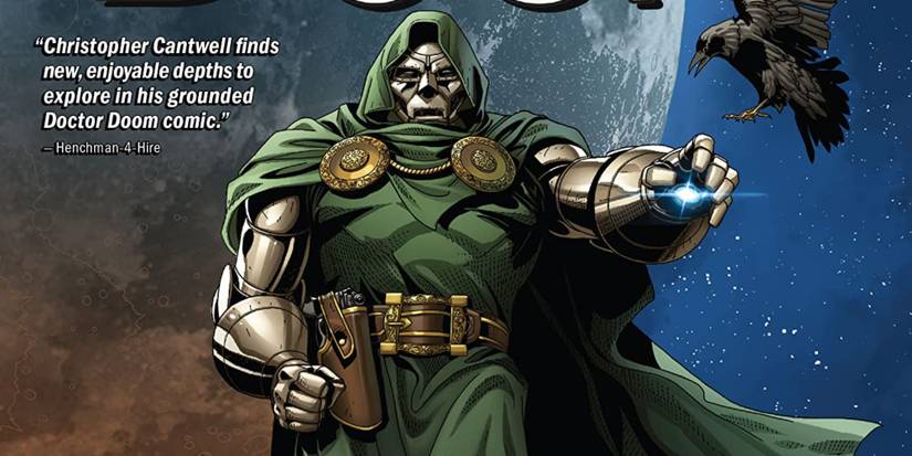 Doctor Doom reaching for a crow in a comic cover