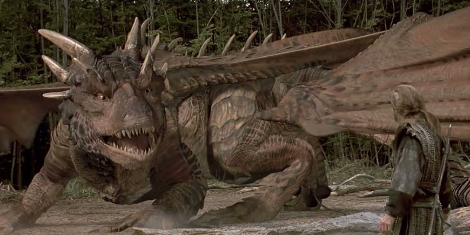 The famed dragon from the movie, addressing a human, 