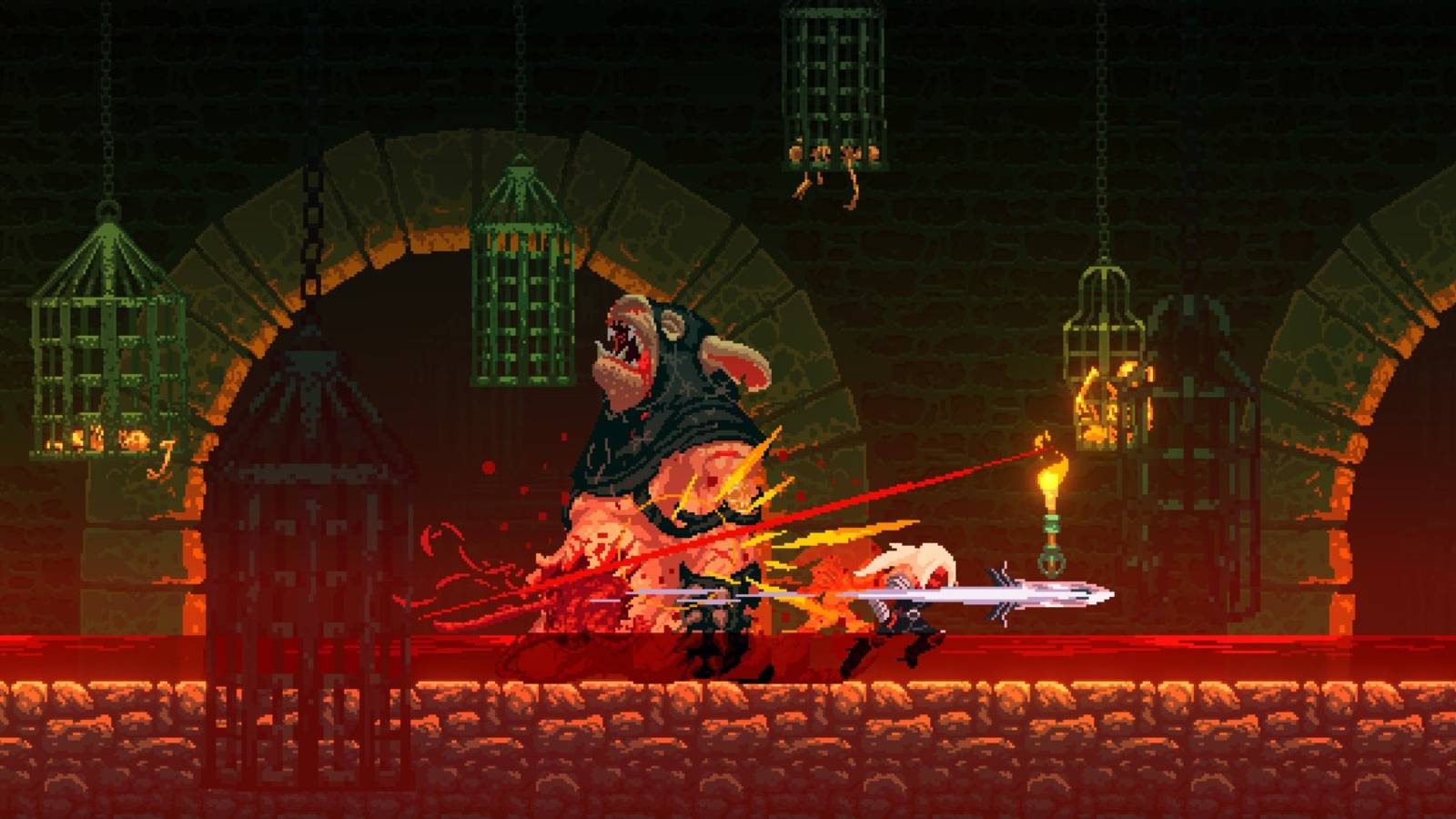 Elderand fighting Hideous Disciplinarian enemy