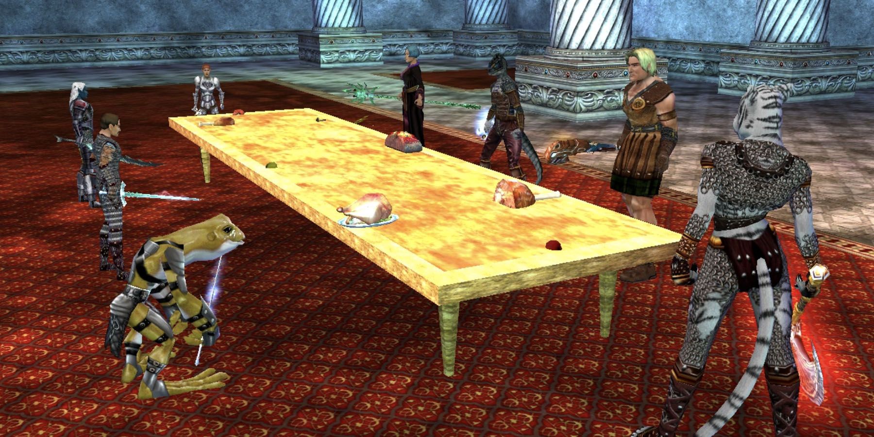 EverQuest characters around a table