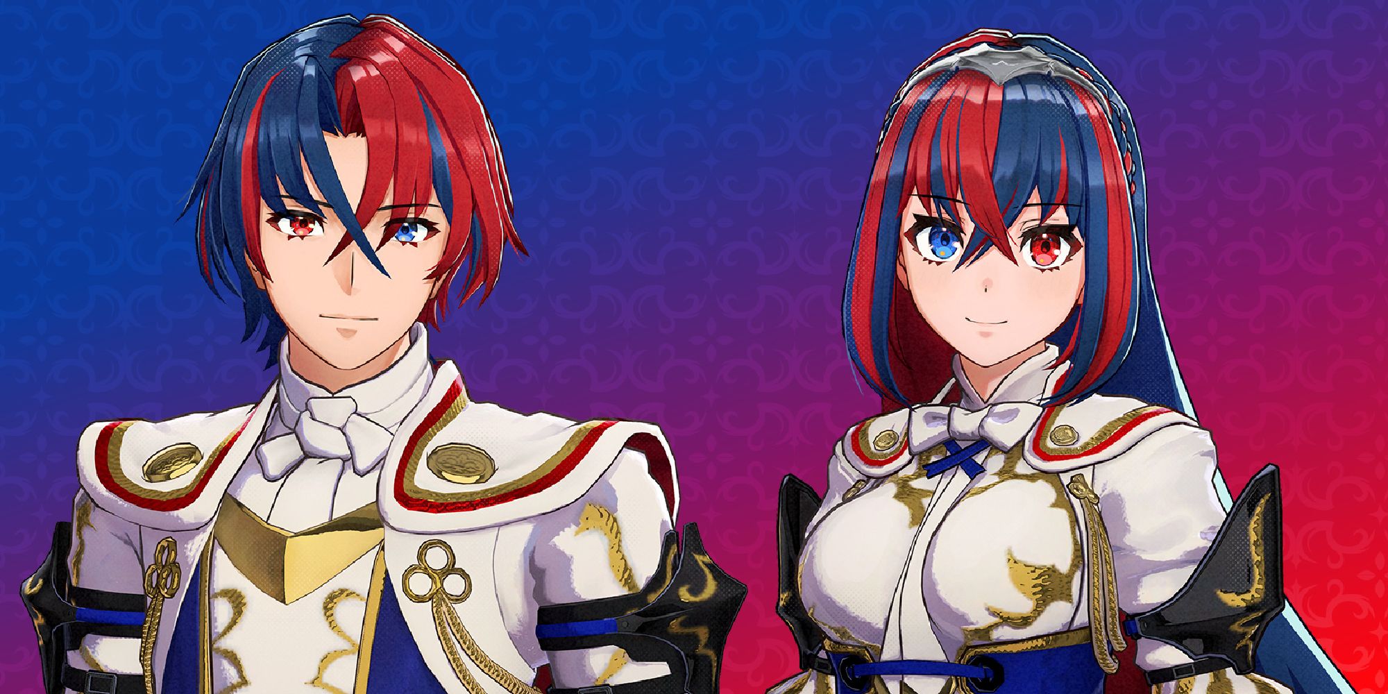 Male and Female Alear in a menu for Fire Emblem Engage