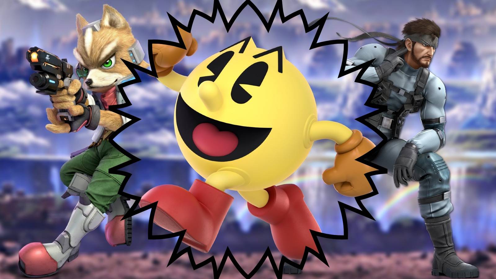 little mac, pac-man, and snake in smash bros. ultimate
