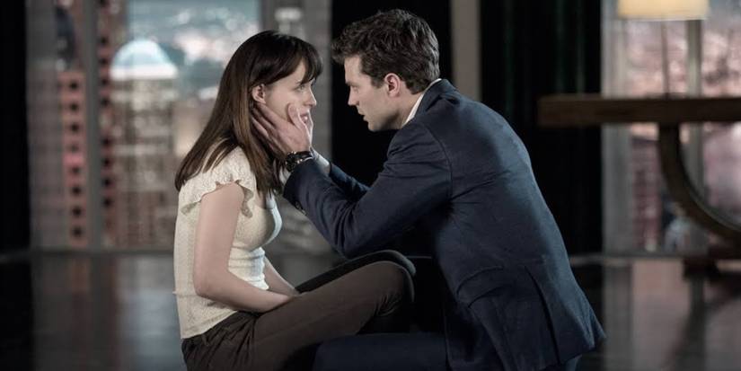 Anastasia and Christian in Fifty Shades of Grey